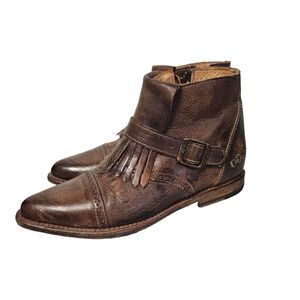 Bed Stu Dipper Cobbler Brown Leather‎ Belted Ankle Boots Womens 7